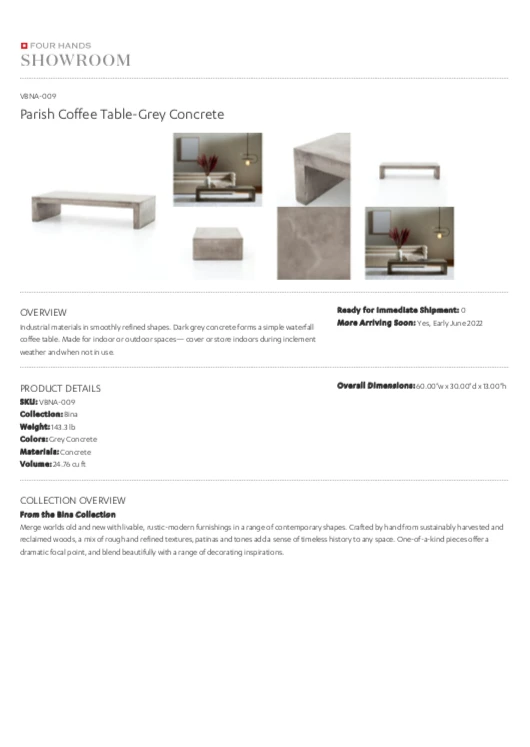 Four Hands Parish Coffee Table Gray Concrete 9 Four Hands Parish Coffee Table Gray Concrete