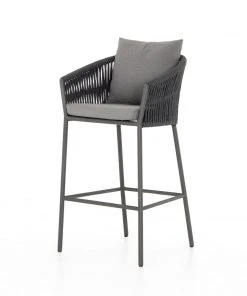 Four Hands Porto Outdoor Bar Stool Charcoal
