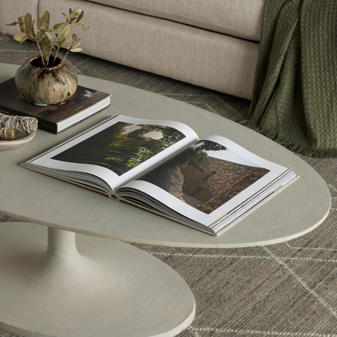 Four Hands Simone Oval Coffee Table Textured White Matte New Arrivals Four Hands Simone Oval Coffee Table Textured White Matte New Arrivals