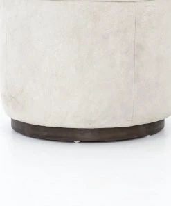 Four Hands Sinclair Round Ottoman Whistler Oyster Suede