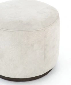 Four Hands Sinclair Round Ottoman Whistler Oyster Suede