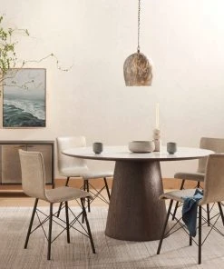 Four Hands Skye Round Dining Table White Marble