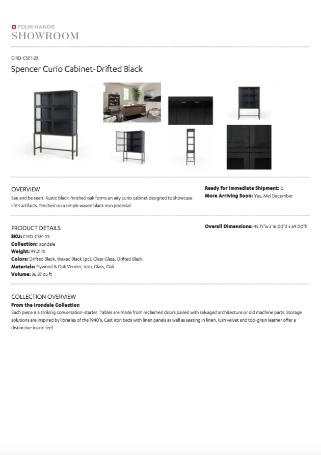 Four Hands New Arrivals Spencer Curio Cabinet Drifted Black 12 Four Hands New Arrivals Spencer Curio Cabinet Drifted Black