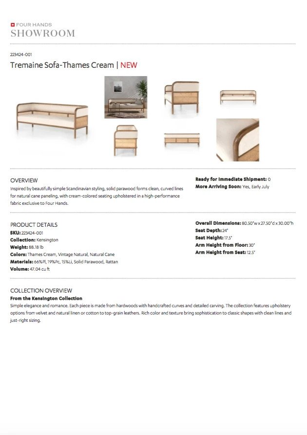 Four Hands Tremaine Sofa Thames Cream New Arrivals 13 Four Hands Tremaine Sofa Thames Cream New Arrivals