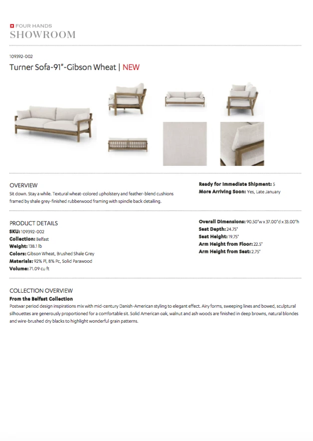 Four Hands New Arrivals Turner Sofa Gibson Wheat 13 Four Hands New Arrivals Turner Sofa Gibson Wheat