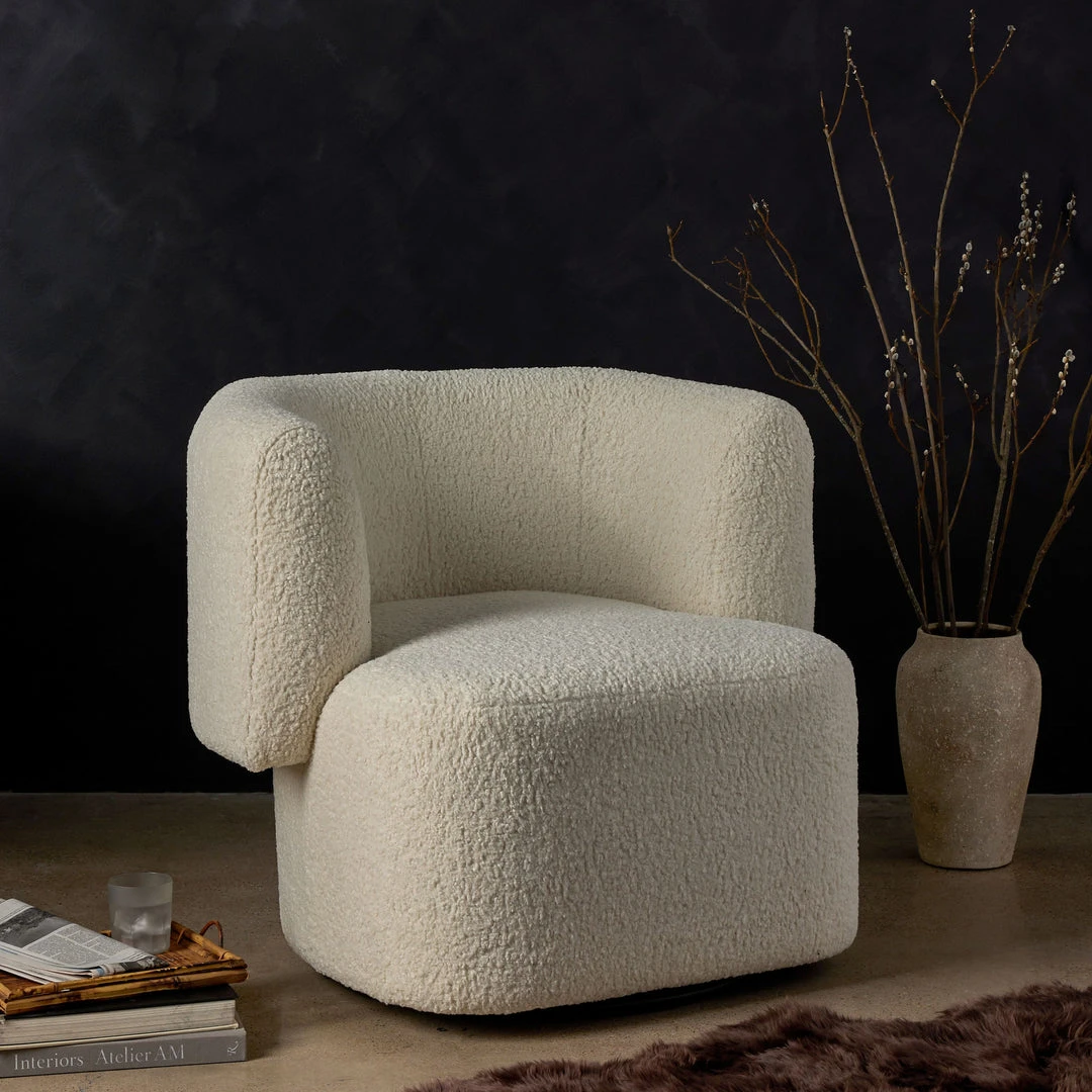 Four Hands Tybalt Swivel Chair Sheepskin Natural Four Hands Tybalt Swivel Chair Sheepskin Natural