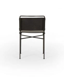 Four Hands Wharton Dining Chair Distressed Black Leather New Arrivals