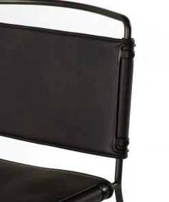 Four Hands Wharton Dining Chair Distressed Black Leather New Arrivals
