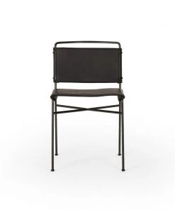Four Hands Wharton Dining Chair Distressed Black Leather New Arrivals