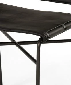 Four Hands Wharton Dining Chair Distressed Black Leather New Arrivals