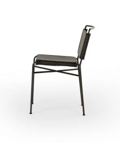 Four Hands Wharton Dining Chair Distressed Black Leather New Arrivals
