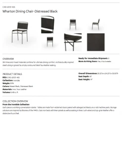 Four Hands Wharton Dining Chair Distressed Black Leather New Arrivals