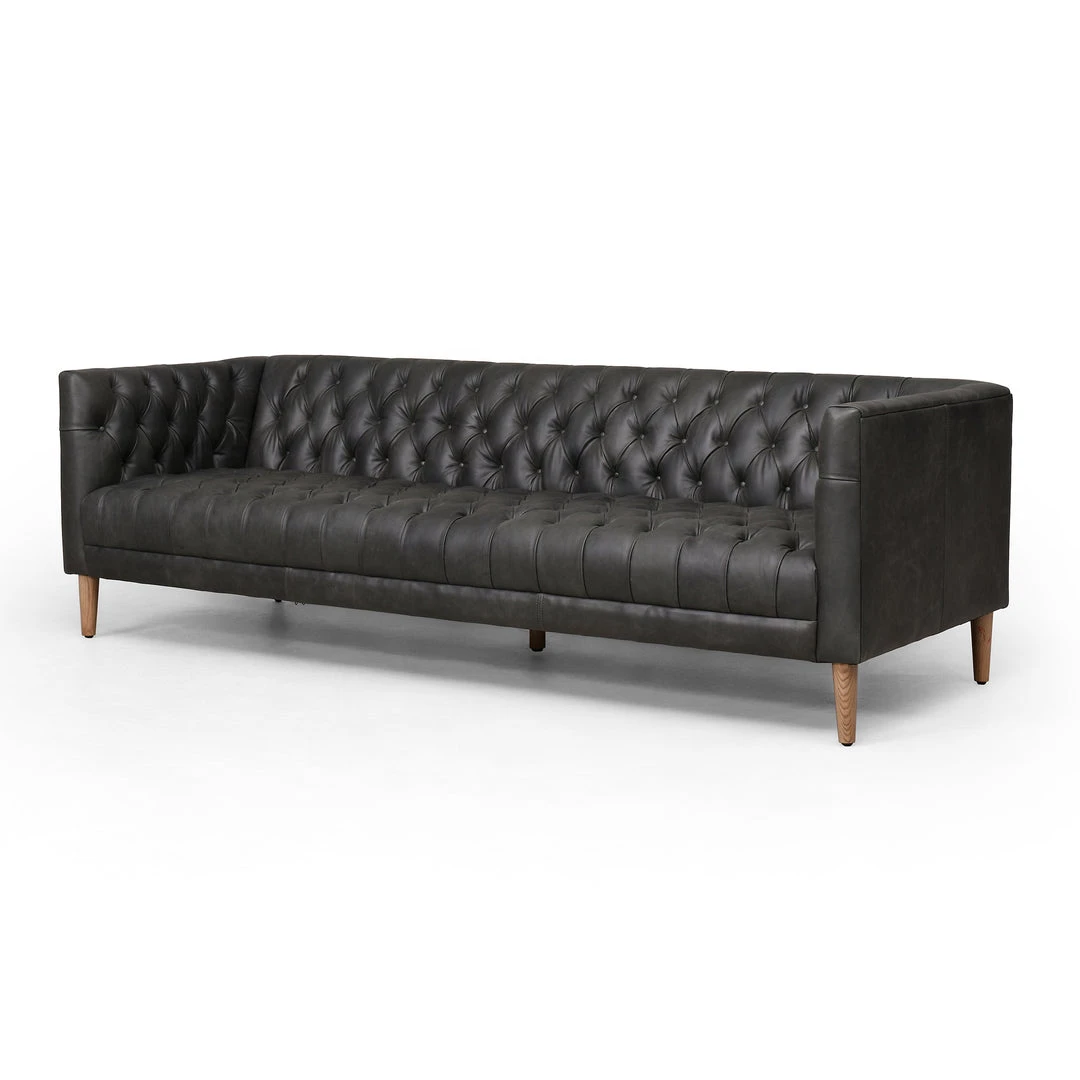 Four Hands Williams Extra Long Leather Sofa Washed Ebony 3 Four Hands Williams Extra Long Leather Sofa Washed Ebony