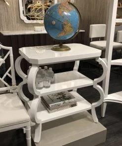 Worlds Away Olive Side Table White