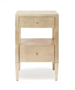 Made Goods New Arrivals Conrad Low Single Nightstand Champagne Faux Raffia