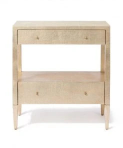 Made Goods New Arrivals Conrad Low Double Nightstand Champagne Faux Raffia