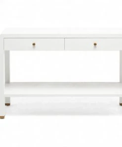 Made Goods Jarin Console Designer White Faux Belgian Linen New Arrivals