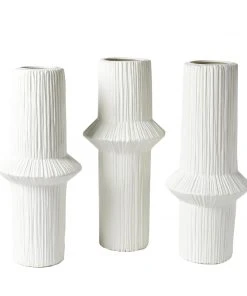Global Views Ascending Ring Vases Matte White Set Of 3