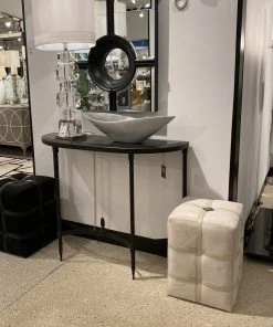 Global Views Belted Pouf Black Hair On Hide New Arrivals 7 Global Views Belted Pouf Black Hair On Hide New Arrivals