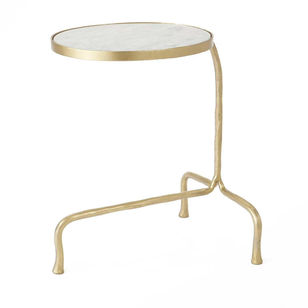 Global Views Cantilever Table Brass With White Marble Top Global Views Cantilever Table Brass With White Marble Top