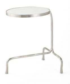 Global Views New Arrivals Cantilever Table Nickel With White Marble Top