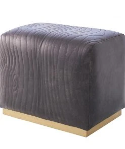 Global Views Forest Ottoman Charcoal Leather