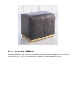 Global Views Forest Ottoman Charcoal Leather
