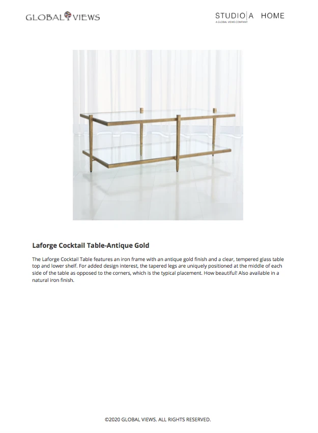 Global Views Laforge Cocktail Table Antique Gold 4 Global Views Laforge Cocktail Table Antique Gold