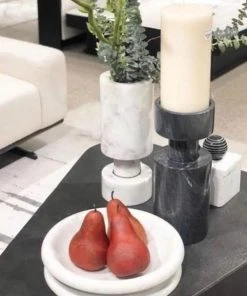 Global Views Caroline Centerpiece White Marble Two Sizes New Arrivals