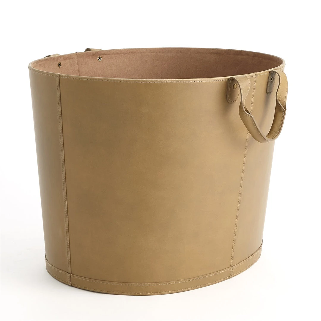 Global Views Oval Leather Putty Bucket Oversized New Arrivals 3 Global Views Oval Leather Putty Bucket Oversized New Arrivals