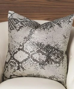 Global Views Shimmer Snake Skin Pillow Silver