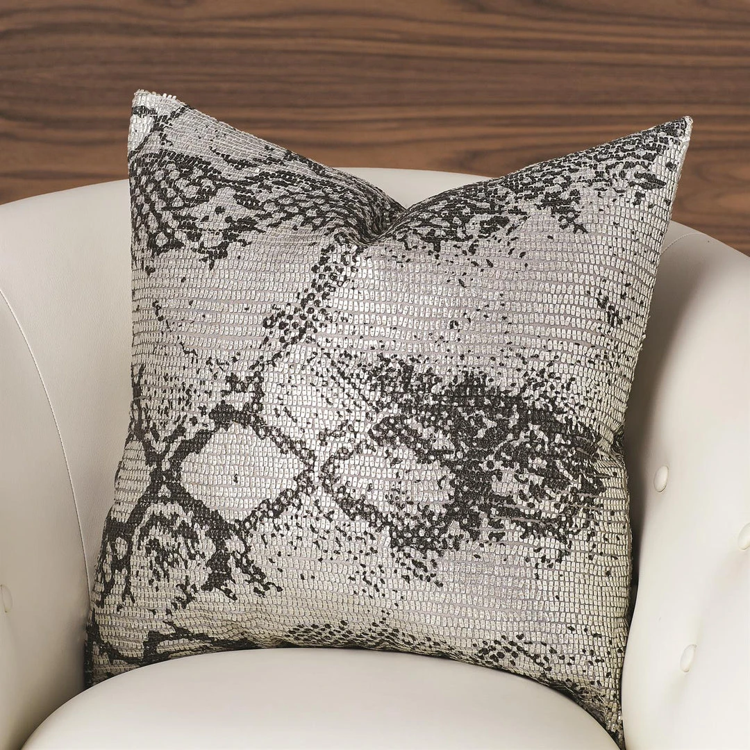 Global Views Shimmer Snake Skin Pillow Silver 3 Global Views Shimmer Snake Skin Pillow Silver