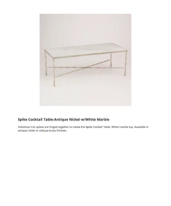 Global Views New Arrivals Spike Cocktail Table Antique Nickel White Marble 10 Global Views New Arrivals Spike Cocktail Table Antique Nickel White Marble