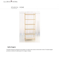 Global Views Spike Etagere Antique Brass And White Marble 8 Global Views Spike Etagere Antique Brass And White Marble