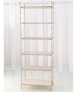 Global Views Spike Etagere Antique Nickel And White Marble