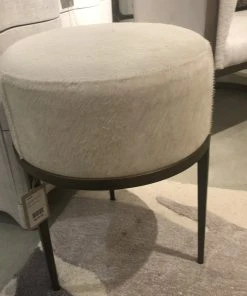 Studio A Urban Stool Ivory Hair On Hide Antique Brass