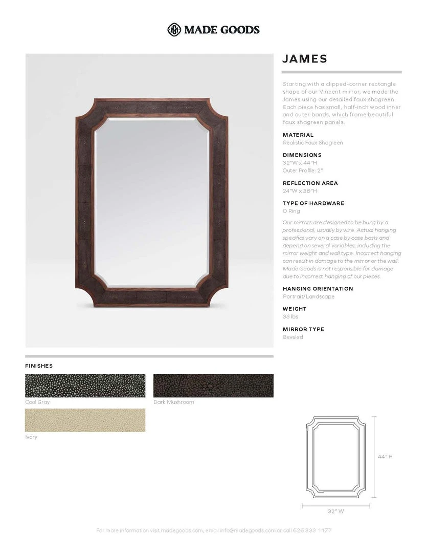 Made Goods James Mirror Ivory Faux Shagreen New Arrivals 4 Made Goods James Mirror Ivory Faux Shagreen New Arrivals