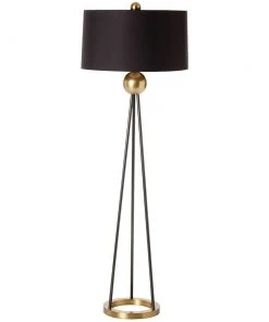 Arteriors Home Hadley Floor Lamp Antique Brass Black Shade