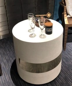 Made Goods New Arrivals Maxine Side Table Brass And Snow Faux Shagreen