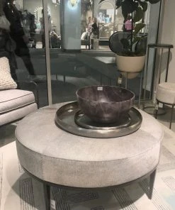 Studio A New Arrivals Urban Ottoman Grey Hair On Hide Antique Gunmetal