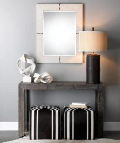 Jamie Young New Arrivals Cross Stitch Rectangle Mirror White Hide