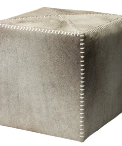 Jamie Young Small Ottoman Grey Hide