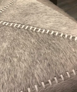 Jamie Young New Arrivals Large Ottoman Grey Hide