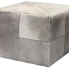 Jamie Young New Arrivals Large Ottoman Grey Hide