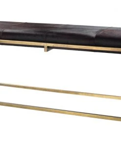 Jamie Young Shelby Bench Brown Hide