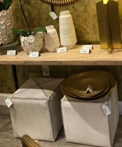 Jamie Young Small Ottoman White Hide 7 Jamie Young Small Ottoman White Hide