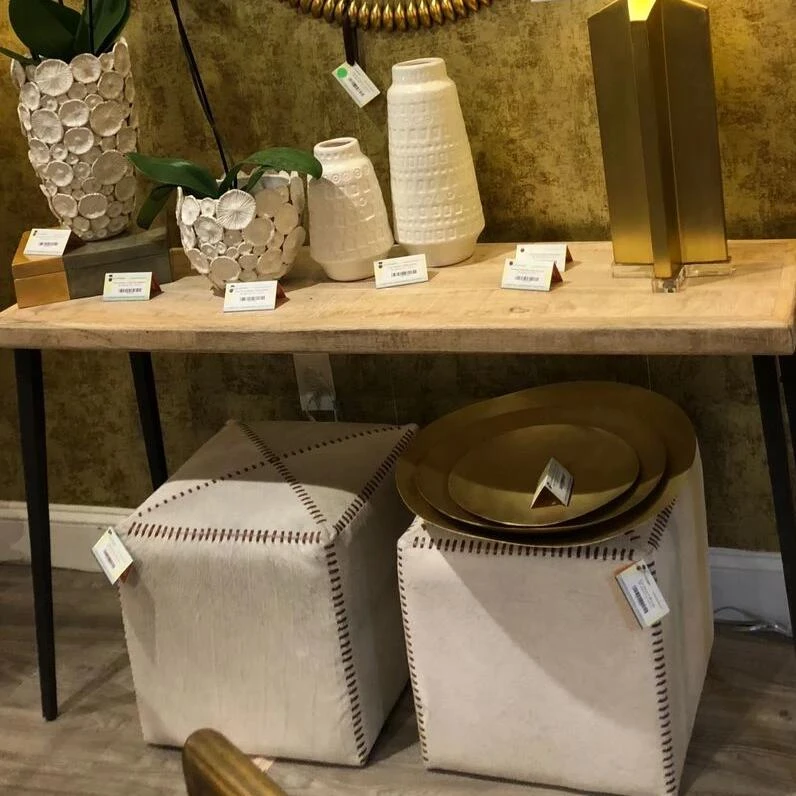 Jamie Young Small Ottoman White Hide 5 Jamie Young Small Ottoman White Hide