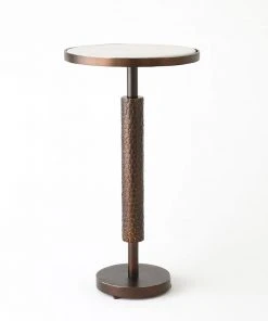 Studio A Hammered Martini Table Bronze With White Marble