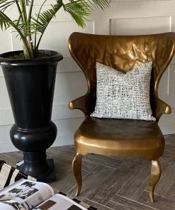 Made Goods Alfred Lounge Chair Hammered Gold Iron