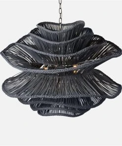 Made Goods New Arrivals Alondra Large Chandelier Dark Charcoal Rattan